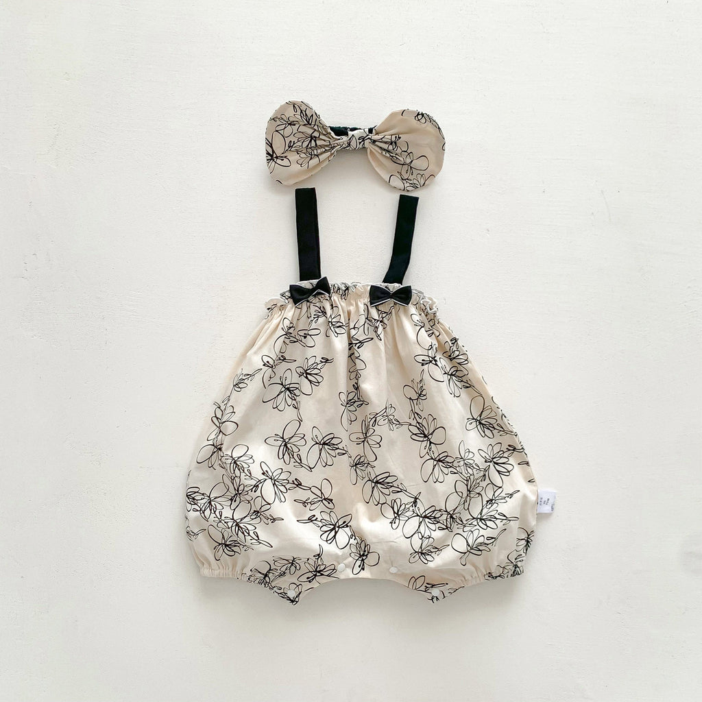 Summer Design Baby Girls Abstract Floral Pattern Sleeveless Strap Onesies